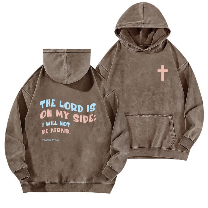 Christianartworkshop Der Herr ist auf meiner Seite – gewaschener Hoodie - Kaffee - 5XL - image 9
