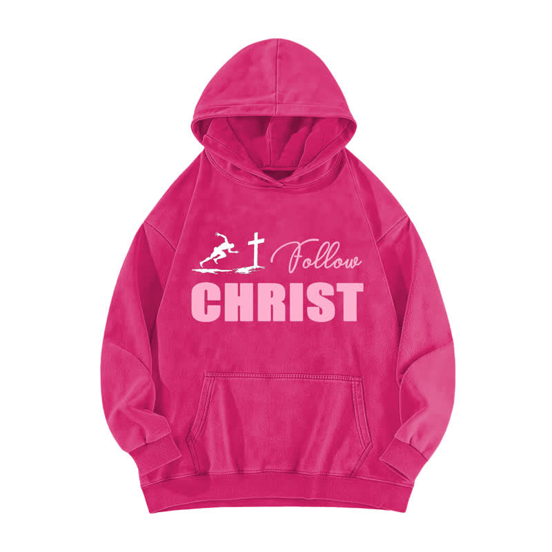 Christianartworkshop Übergroßer, gewaschener Hoodie mit Christus-Kreuz-Grafik - Rose - 5XL - image 5