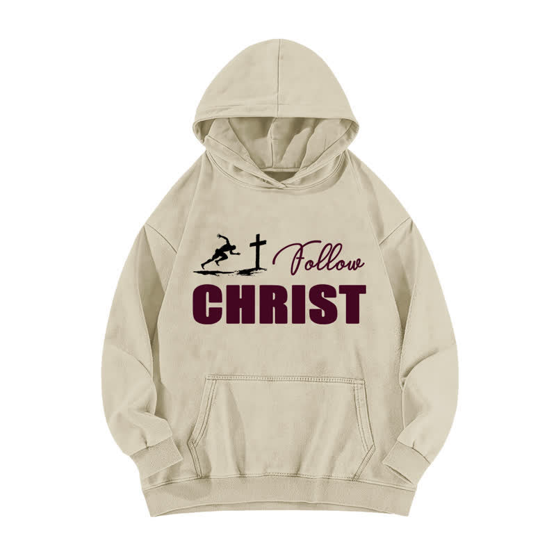 Christianartworkshop Übergroßer, gewaschener Hoodie mit Christus-Kreuz-Grafik - Aprikose - 5XL - image 0
