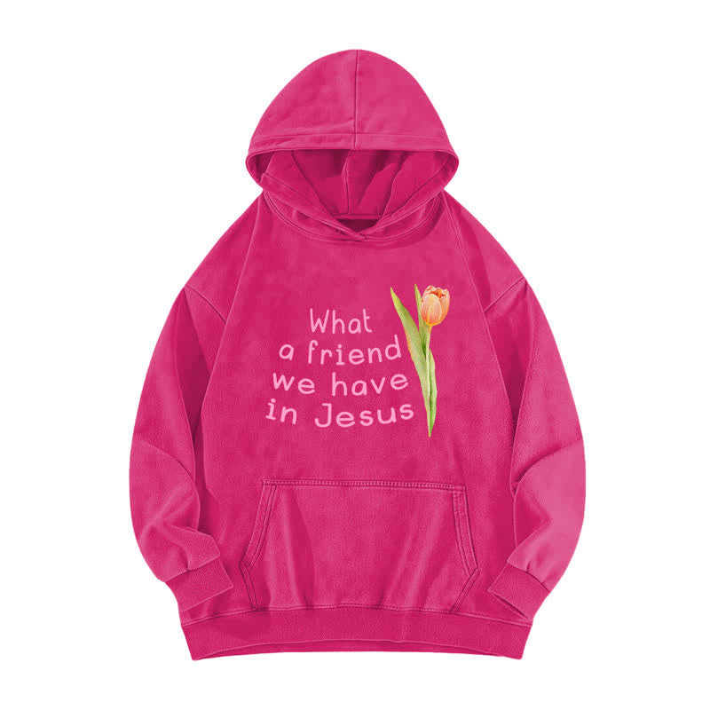 Christianartworkshop Was für ein Freund wir in Jesus haben – gewaschener Hoodie - Rose - 5XL - image 0