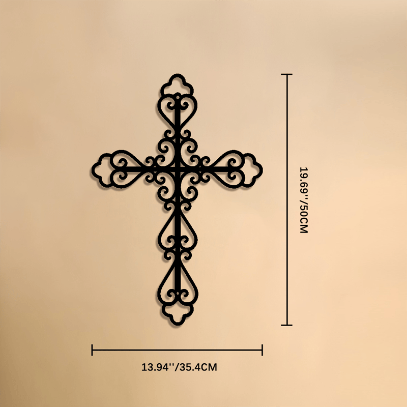Christianartworkshop Verziertes Wandkreuz aus Metall mit Schriftrollen: Symbol zeitlosen göttlichen Segens - 19,69''*13,94''*0,05''/50*35,4*0,12cm - image 8
