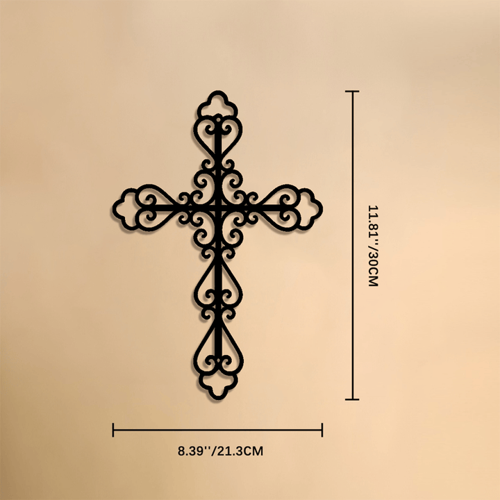 Christianartworkshop Verziertes Wandkreuz aus Metall mit Schriftrollen: Symbol zeitlosen göttlichen Segens - 11,81''*8,39*0,04''/30*21,3*0,1 cm - image 6