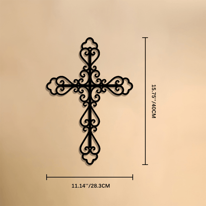 Christianartworkshop Verziertes Wandkreuz aus Metall mit Schriftrollen: Symbol zeitlosen göttlichen Segens - 15,75''*11,14''*0,04''/40*28,3*0,1 cm - image 7