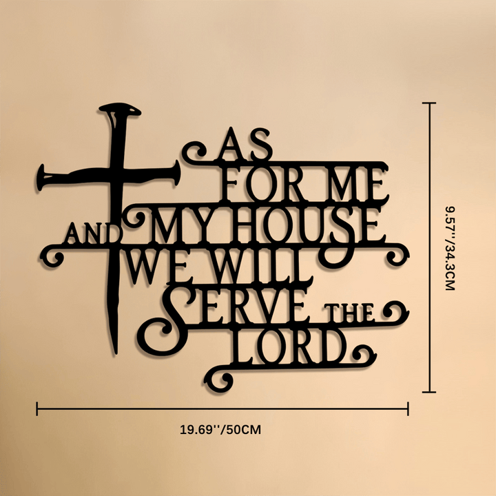 Christianartworkshop Wandschild aus Metall mit geschwungener Schrift und Kreuz: Symbol stillen, häuslichen Glaubens - 9,57''*19,69''*0,05''/34,3*50*0,12cm - image 7