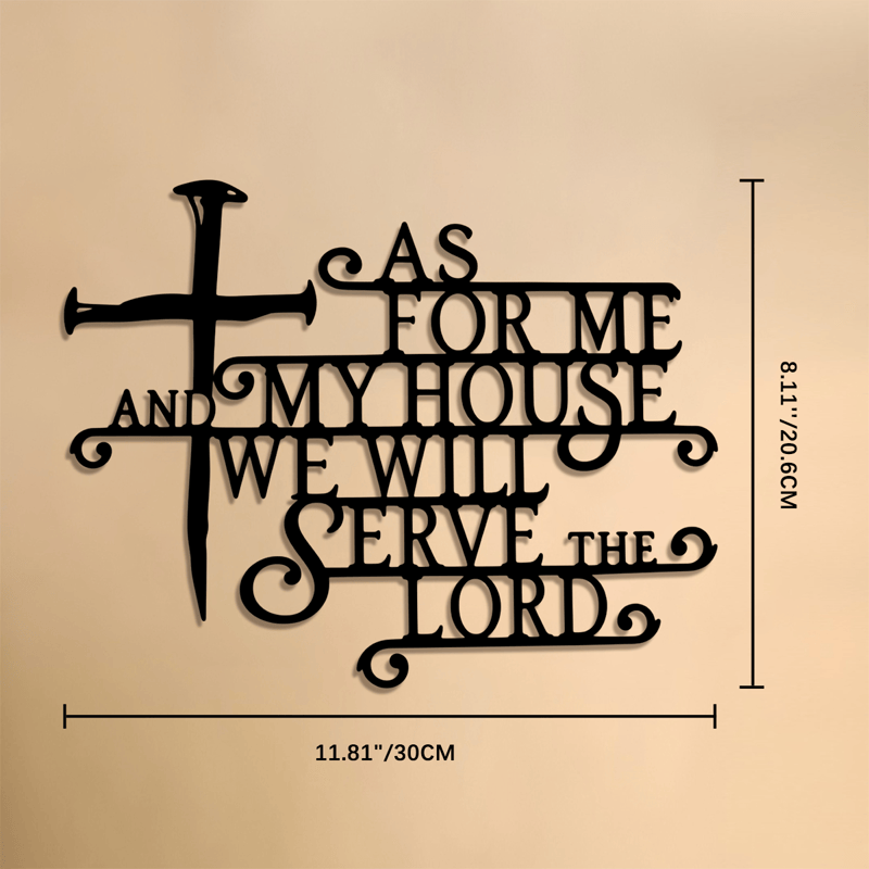 Christianartworkshop Wandschild aus Metall mit geschwungener Schrift und Kreuz: Symbol stillen, häuslichen Glaubens - 8,11''*11,81''*0,04''/20,6*30*0,1 cm - image 5