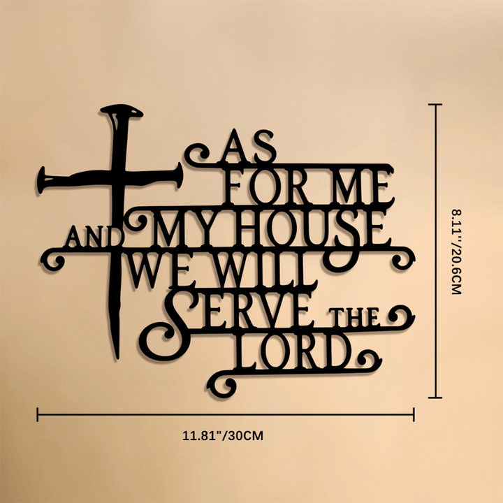 Christianartworkshop Wandschild aus Metall mit geschwungener Schrift und Kreuz: Symbol stillen, häuslichen Glaubens - 8,11''*11,81''*0,04''/20,6*30*0,1 cm - image 5