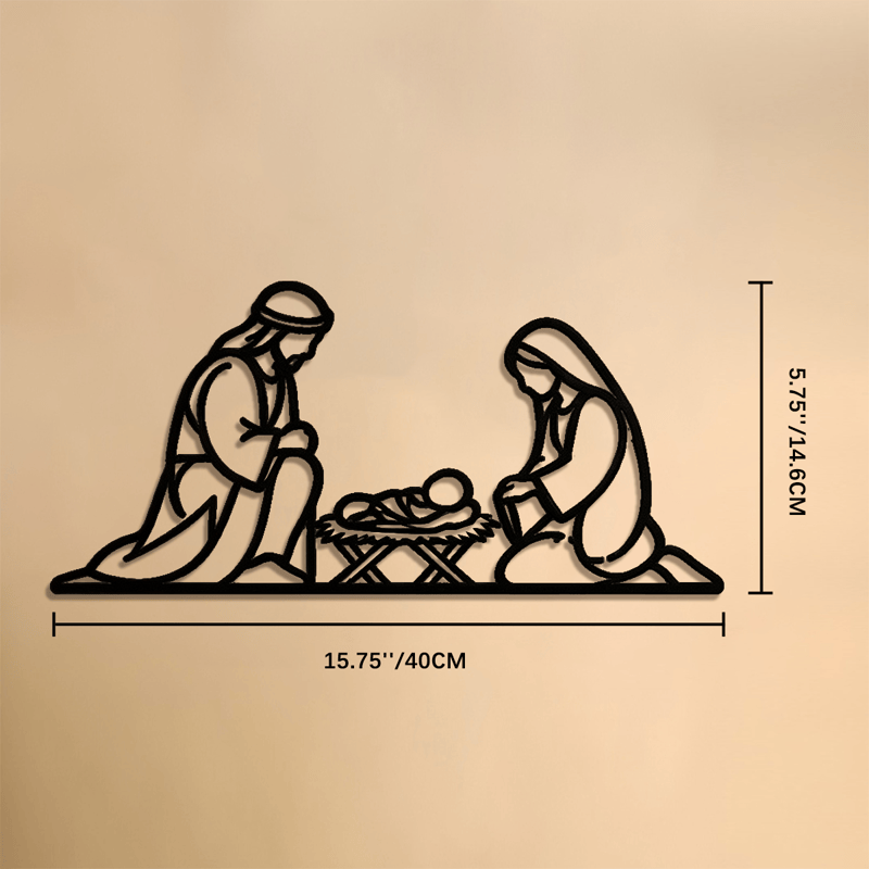 Christianartworkshop Umrissene Wanddekoration aus Metall mit Darstellung der Heiligen Geburt: Symbol für die friedvolle Ankunft Gottes - 5,75''*15,75''*0,04''/14,6*40*0,1 cm - image 7