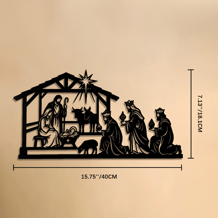 Christianartworkshop Wandbild aus Metall mit der kompletten Weihnachtsgeschichte: Symbol stiller, heiliger Wärme - 7,13''*15,75''*0,04''/18,1*40*0,1 cm - image 7