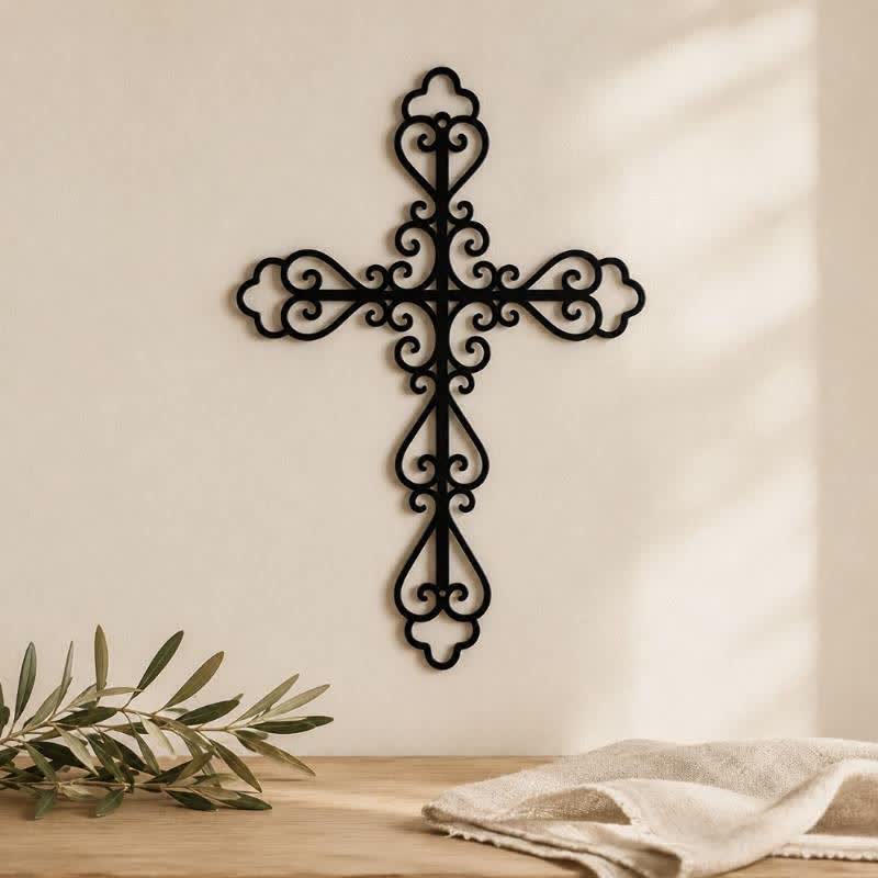 Christianartworkshop Verziertes Wandkreuz aus Metall mit Schriftrollen: Symbol zeitlosen göttlichen Segens - image 0