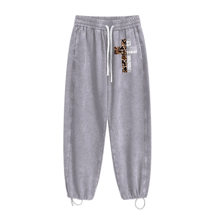 Christianartworkshop Walk By Faith Leopard Cross Washed Sweatpants - image 18