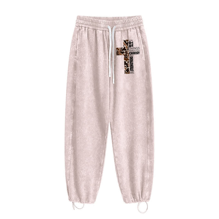 Christianartworkshop Walk By Faith Leopard Cross Washed Sweatpants - image 34