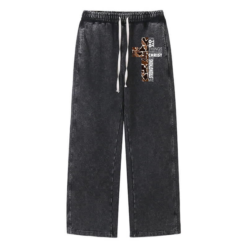 Christianartworkshop Walk By Faith Leopard Cross Washed Sweatpants - Schwarz - 2XL - image 8