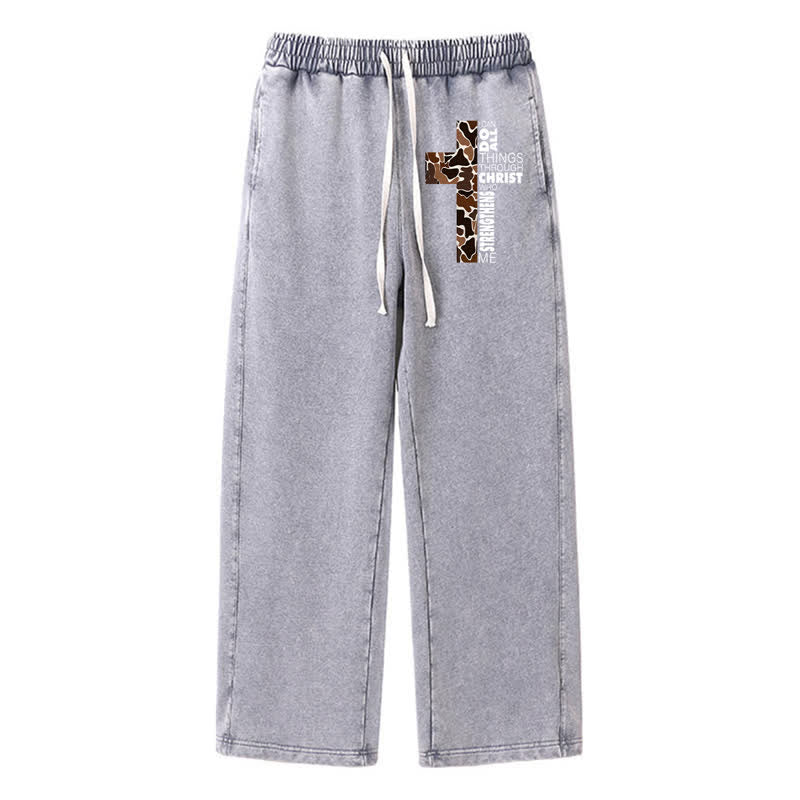 Christianartworkshop Walk By Faith Leopard Cross Washed Sweatpants - Grau - 2XL - image 16
