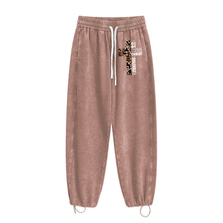 Christianartworkshop Walk By Faith Leopard Cross Washed Sweatpants - image 42