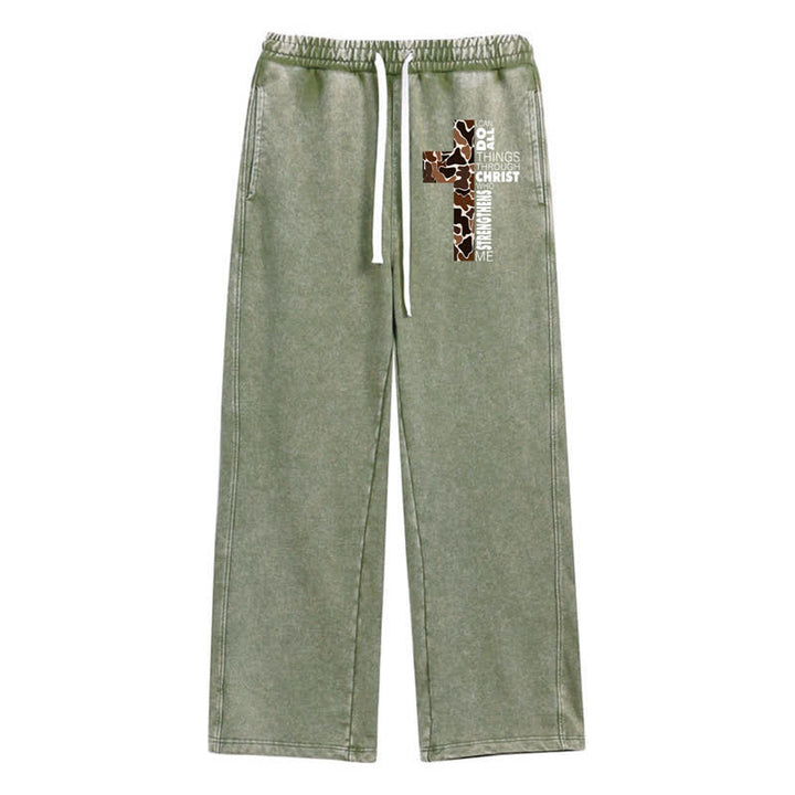 Christianartworkshop Walk By Faith Leopard Cross Washed Sweatpants - Armeegrün - 2XL - image 24