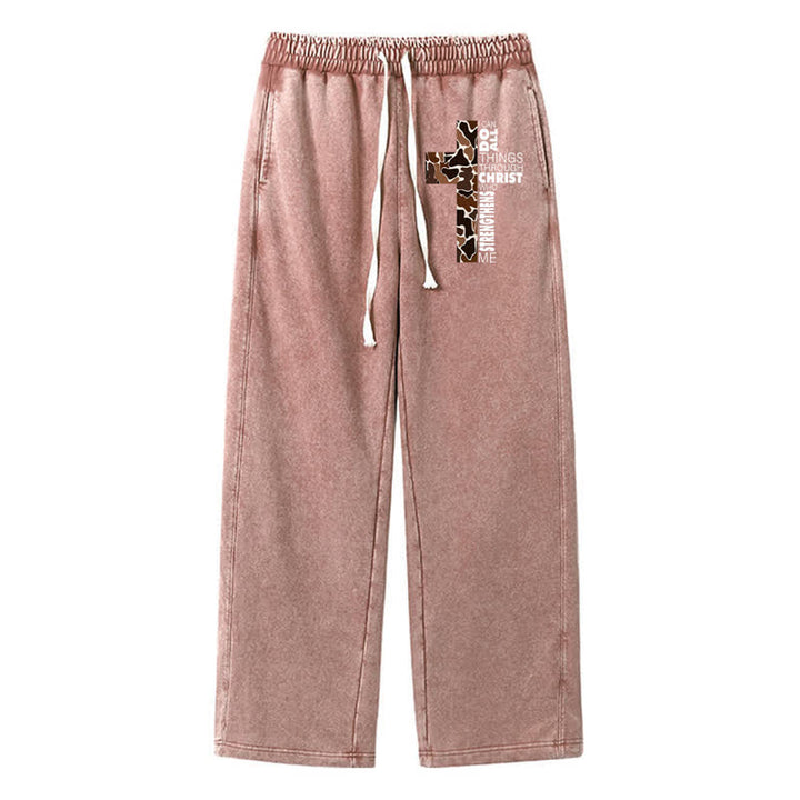 Christianartworkshop Walk By Faith Leopard Cross Washed Sweatpants - Braun - 2XL - image 40