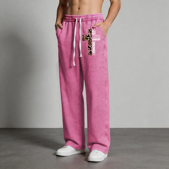 Christianartworkshop Walk By Faith Leopard Cross Washed Sweatpants - image 4