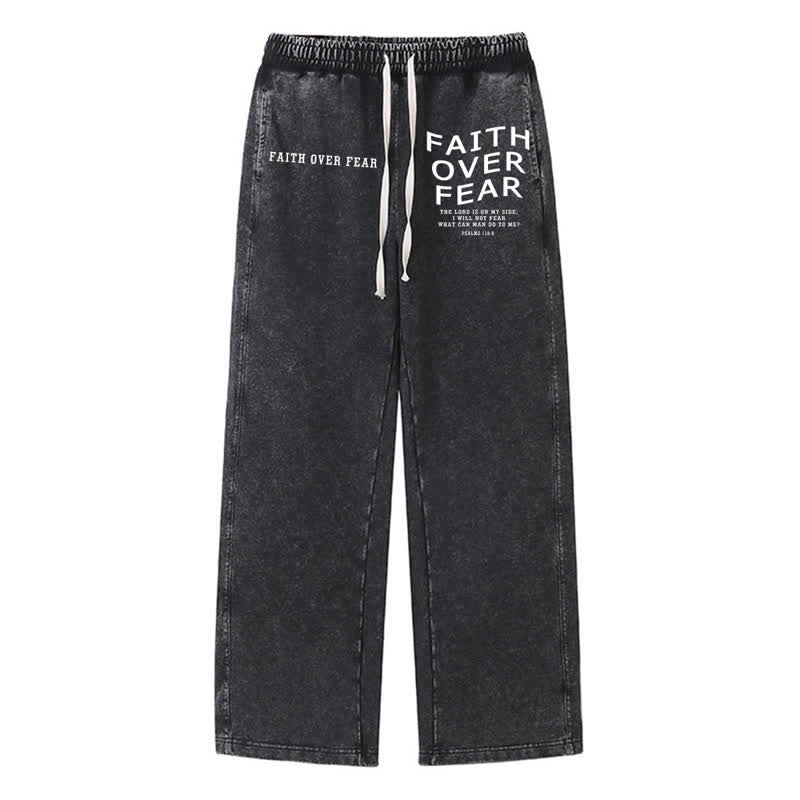 Christianartworkshop Glaube statt Angst – Statement – ​​Gewaschene Jogginghose - Schwarz - 2XL - image 8
