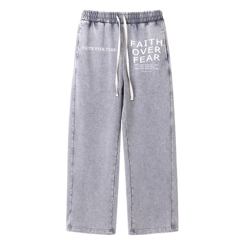 Christianartworkshop Glaube statt Angst – Statement – ​​Gewaschene Jogginghose - Grau - 2XL - image 16