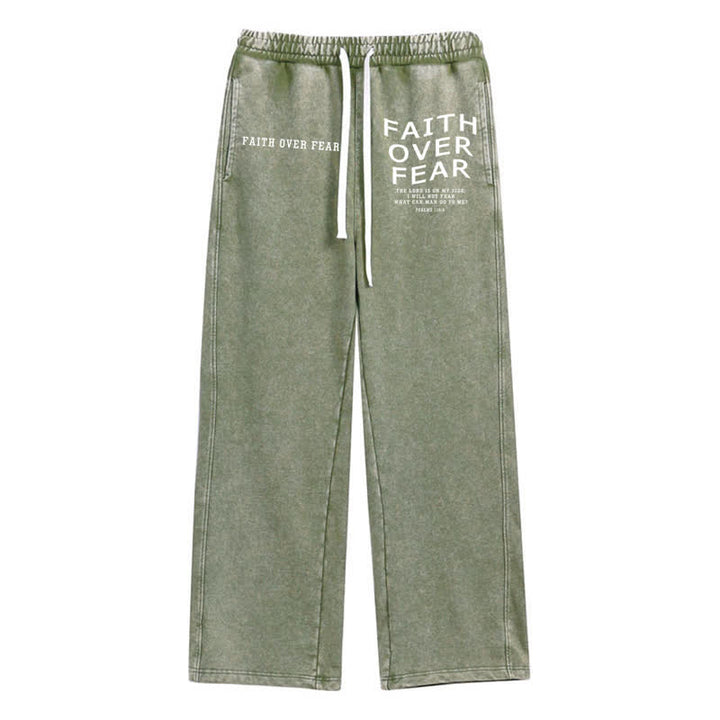 Christianartworkshop Glaube statt Angst – Statement – ​​Gewaschene Jogginghose - Armeegrün - 2XL - image 24