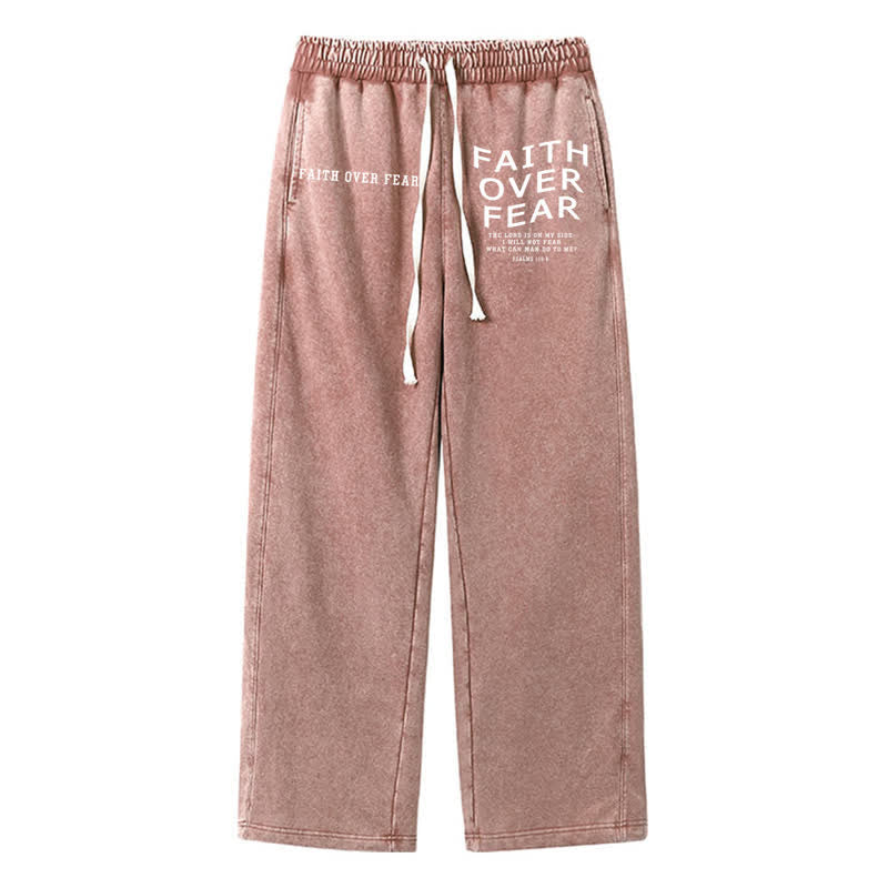 Christianartworkshop Glaube statt Angst – Statement – ​​Gewaschene Jogginghose - Braun - 2XL - image 0
