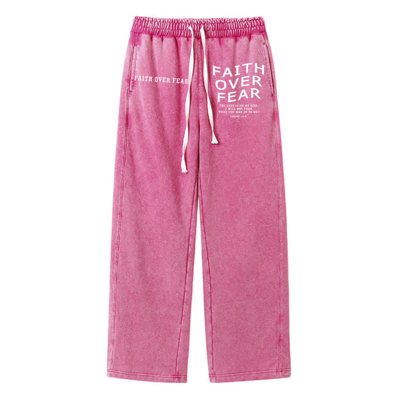 Christianartworkshop Glaube statt Angst – Statement – ​​Gewaschene Jogginghose - Rose - 2XL - image 40