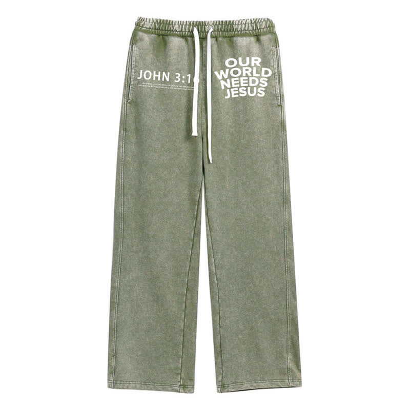 Christianartworkshop Unsere Welt braucht Jesus – Vintage-Sweatpants - Armeegrün - 2XL - image 0