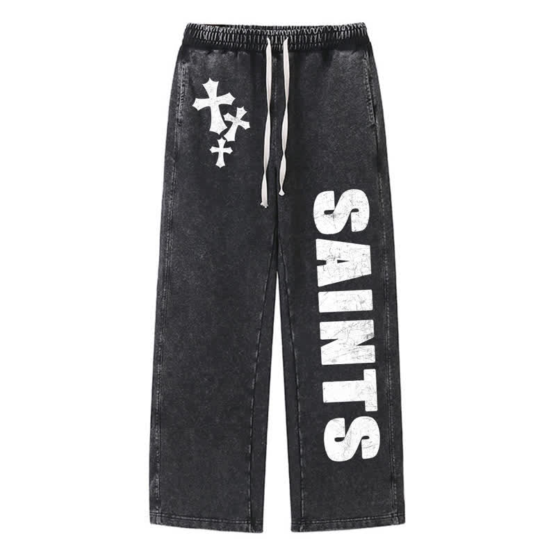 Christianartworkshop Saints Cross Stonewashed Street Washed Sweatpants - Schwarz - 2XL - image 0