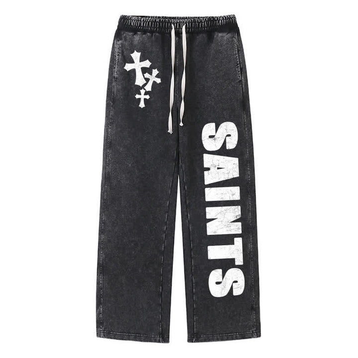 Christianartworkshop Saints Cross Stonewashed Street Washed Sweatpants - Schwarz - 2XL - image 0