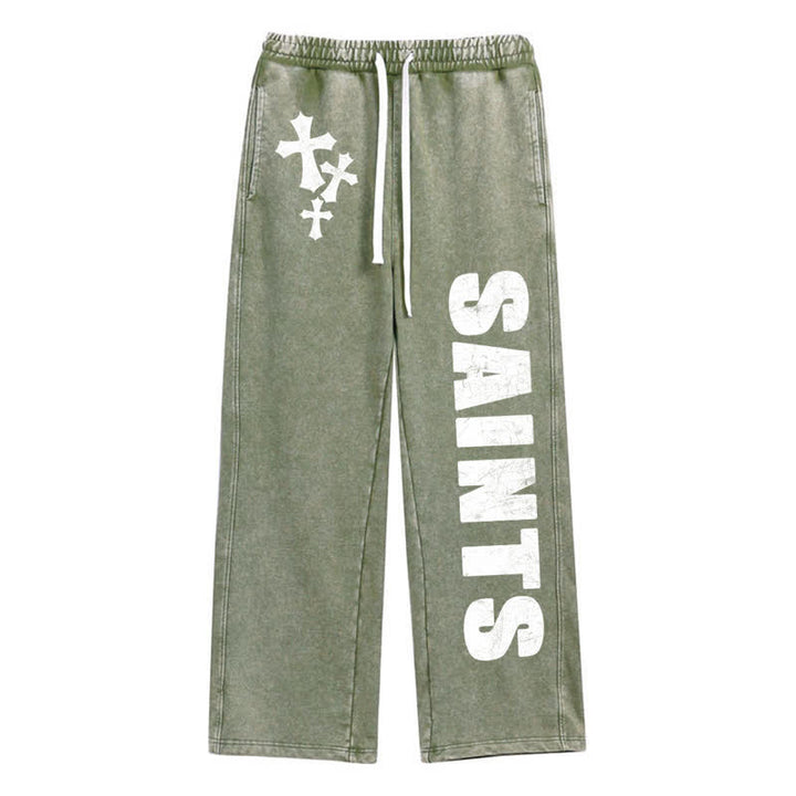Christianartworkshop Saints Cross Stonewashed Street Washed Sweatpants - Armeegrün - 2XL - image 16