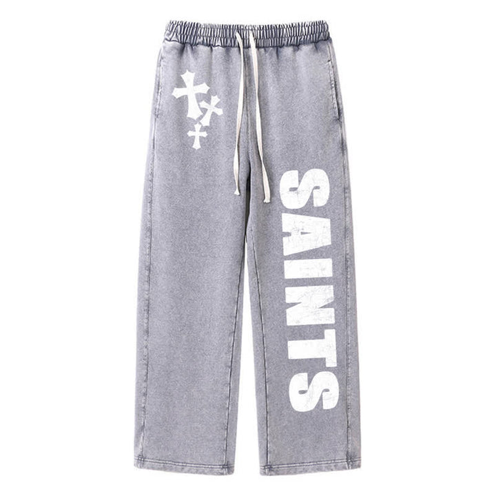 Christianartworkshop Saints Cross Stonewashed Street Washed Sweatpants - Grau - 2XL - image 8