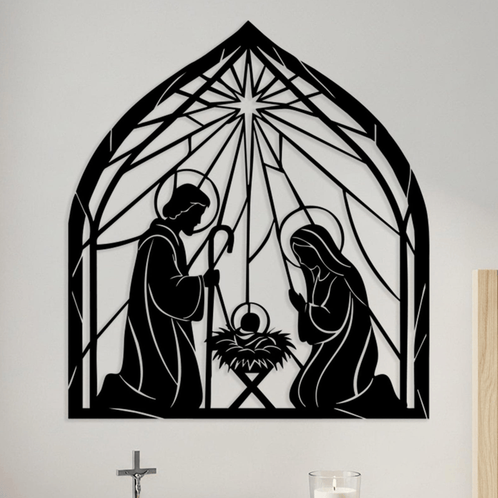 Christianartworkshop Wandbild aus Metall: Darstellung der Heiligen Familie – Symbol des sanften himmlischen Friedens - image 0