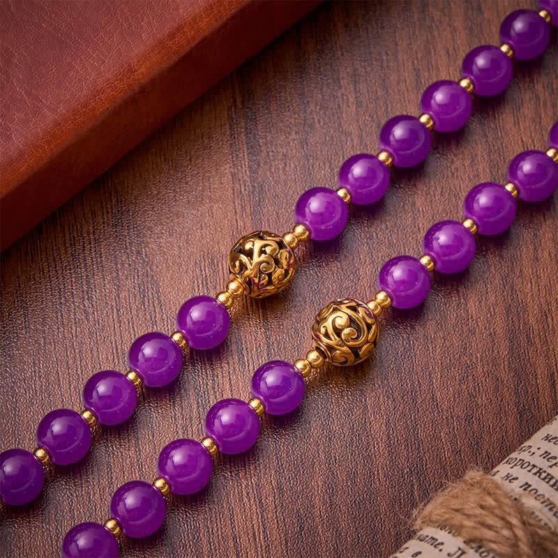 Christianartworkshop Rosenkranz mit runden Perlen in tiefem Violett: Zeichen des ewigen himmlischen Schutzes - image 5