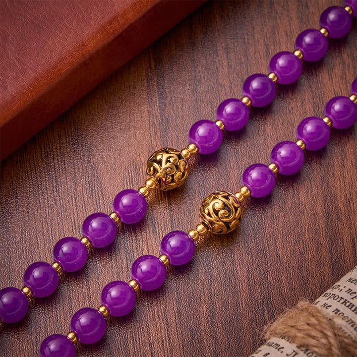 Christianartworkshop Rosenkranz mit runden Perlen in tiefem Violett: Zeichen des ewigen himmlischen Schutzes - image 5