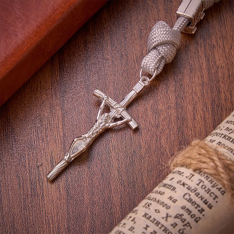 Christianartworkshop Handgefertigter Rosenkranz aus hellblauen Mischperlen: Sinnbild sanfter himmlischer Gnade - image 8