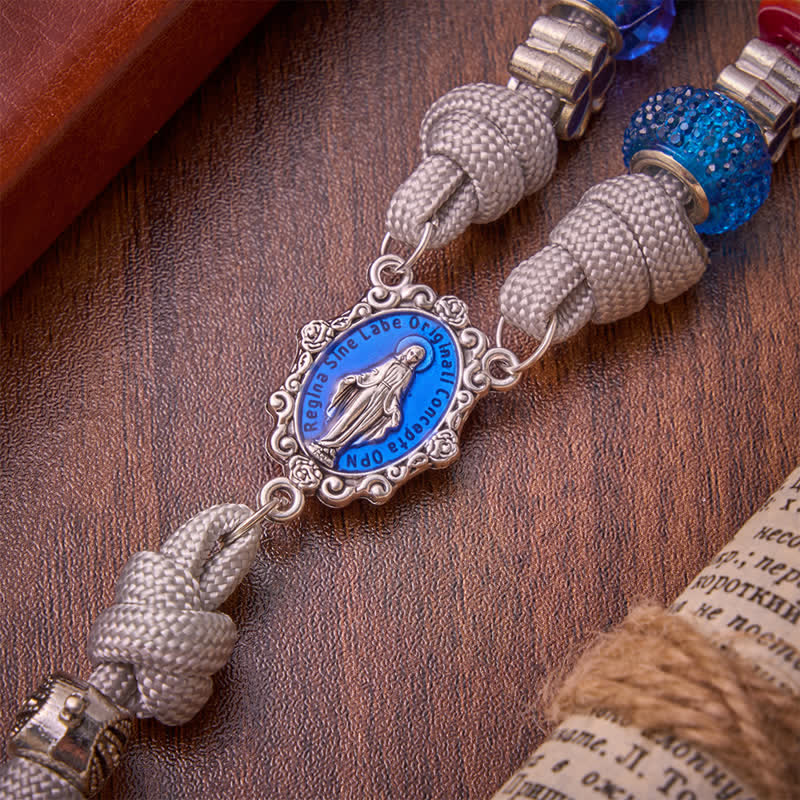 Christianartworkshop Handgefertigter Rosenkranz aus hellblauen Mischperlen: Sinnbild sanfter himmlischer Gnade - image 7