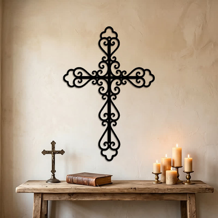 Christianartworkshop Verziertes Wandkreuz aus Metall mit Schriftrollen: Symbol zeitlosen göttlichen Segens - image 3