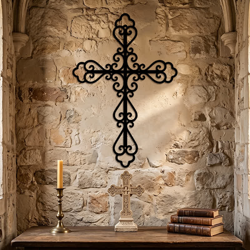 Christianartworkshop Verziertes Wandkreuz aus Metall mit Schriftrollen: Symbol zeitlosen göttlichen Segens - image 5
