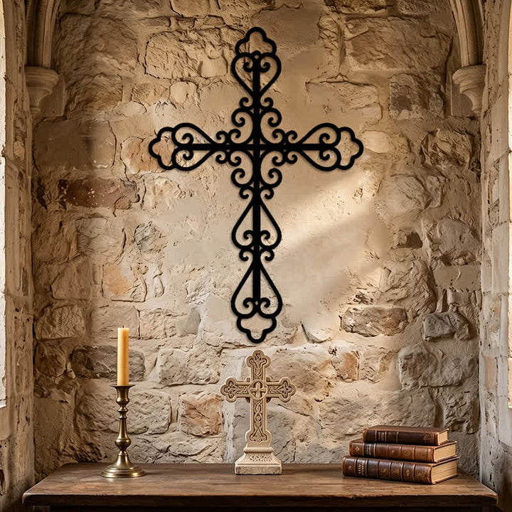 Christianartworkshop Verziertes Wandkreuz aus Metall mit Schriftrollen: Symbol zeitlosen göttlichen Segens - image 5