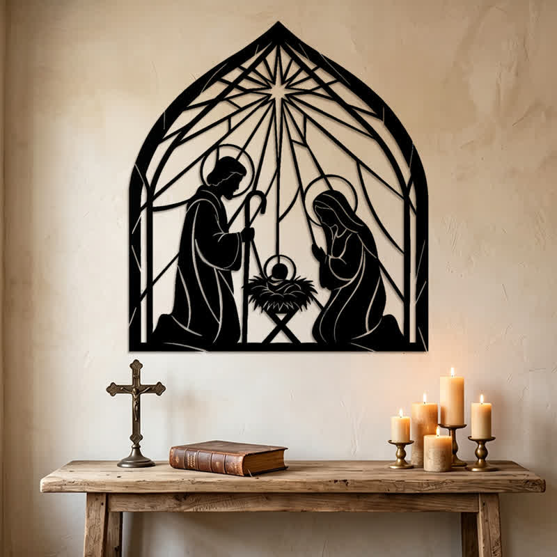 Christianartworkshop Wandbild aus Metall: Darstellung der Heiligen Familie – Symbol des sanften himmlischen Friedens - image 1