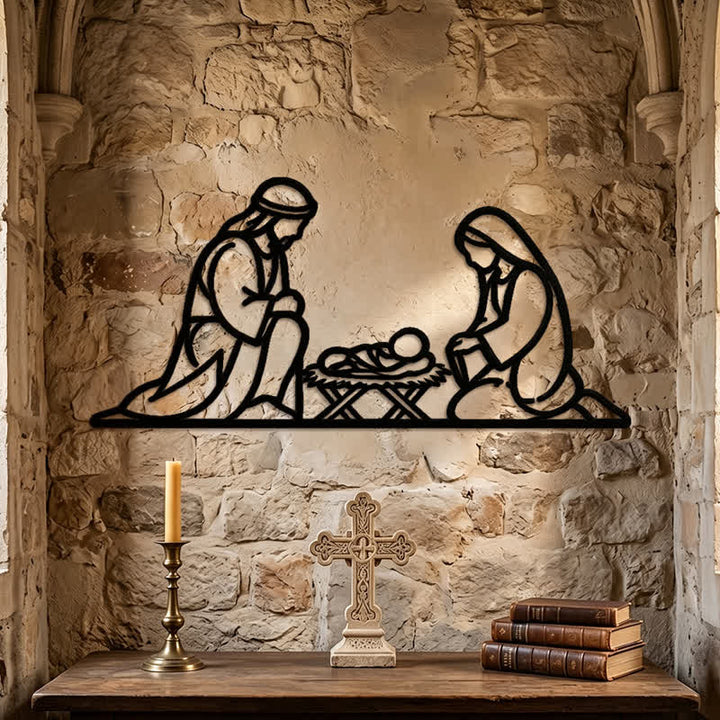 Christianartworkshop Umrissene Wanddekoration aus Metall mit Darstellung der Heiligen Geburt: Symbol für die friedvolle Ankunft Gottes - image 5