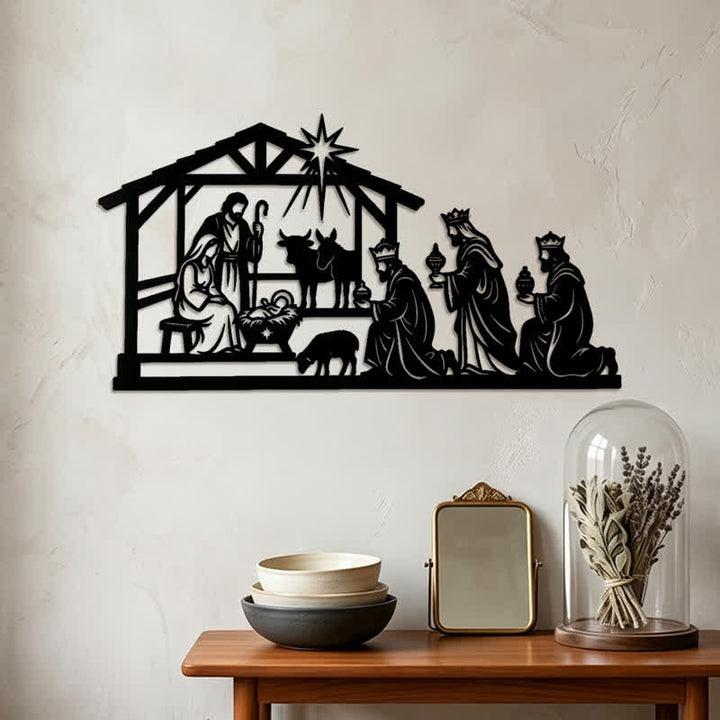 Christianartworkshop Wandbild aus Metall mit der kompletten Weihnachtsgeschichte: Symbol stiller, heiliger Wärme - image 3
