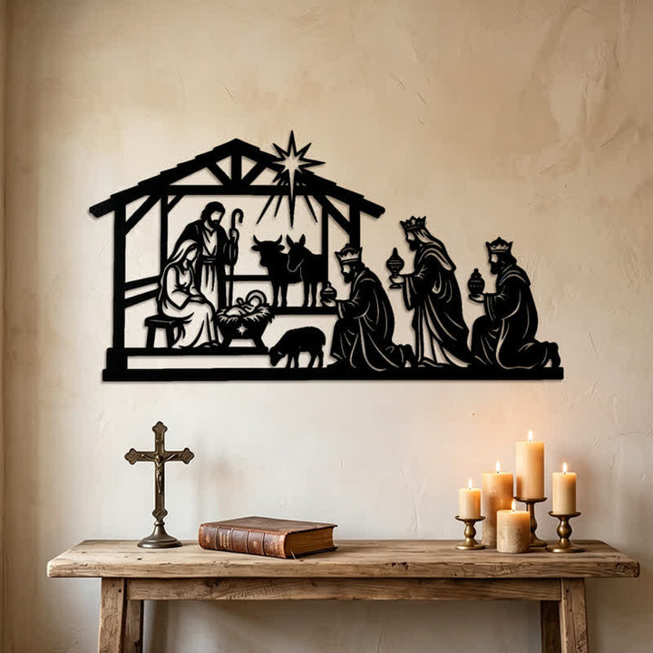 Christianartworkshop Wandbild aus Metall mit der kompletten Weihnachtsgeschichte: Symbol stiller, heiliger Wärme - image 1