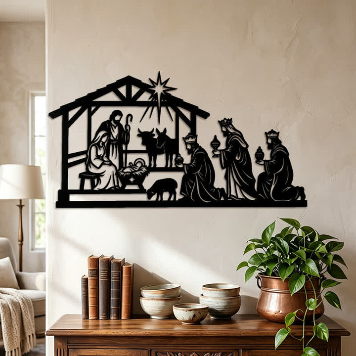 Christianartworkshop Wandbild aus Metall mit der kompletten Weihnachtsgeschichte: Symbol stiller, heiliger Wärme - image 4