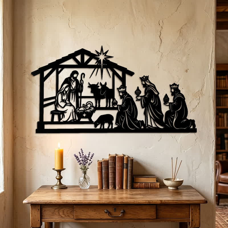 Christianartworkshop Wandbild aus Metall mit der kompletten Weihnachtsgeschichte: Symbol stiller, heiliger Wärme - image 2