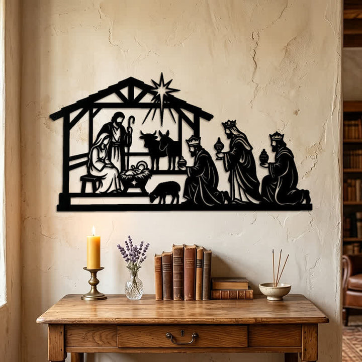Christianartworkshop Wandbild aus Metall mit der kompletten Weihnachtsgeschichte: Symbol stiller, heiliger Wärme - image 2