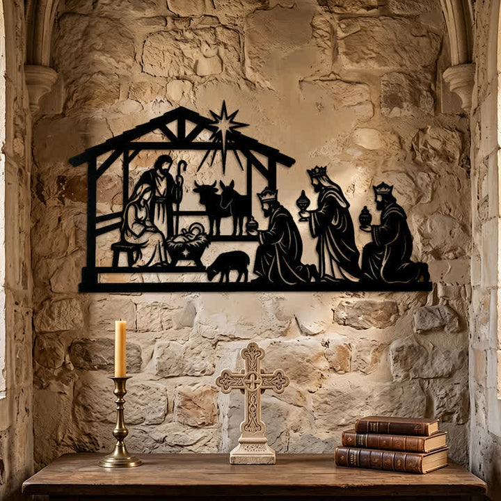 Christianartworkshop Wandbild aus Metall mit der kompletten Weihnachtsgeschichte: Symbol stiller, heiliger Wärme - image 5