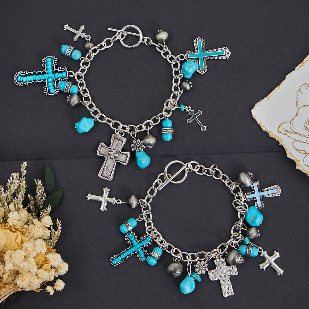 Christianartworkshop Zeitloses böhmisches Kreuzperlenarmband & Autoanhänger: Symbol des ewigen himmlischen Friedens - image 1