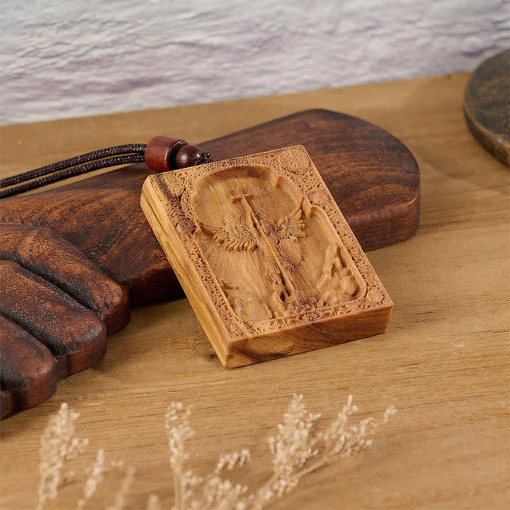 Christianartworkshop Heilige, aus Holz geschnitzte Halskette des Heiligen Michael: Symbol der unerschütterlichen göttlichen Befreiung - image 7