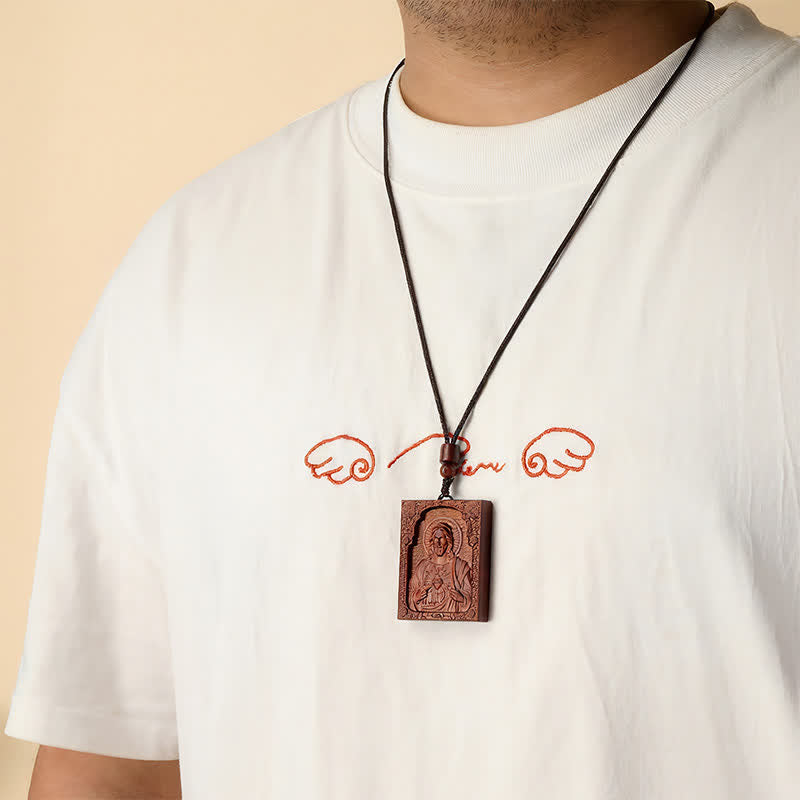 Christianartworkshop Gerahmter Relief-Anhänger aus Holz mit Jesusmotiv: Gefäß zeitloser, heiliger Gnade - image 1